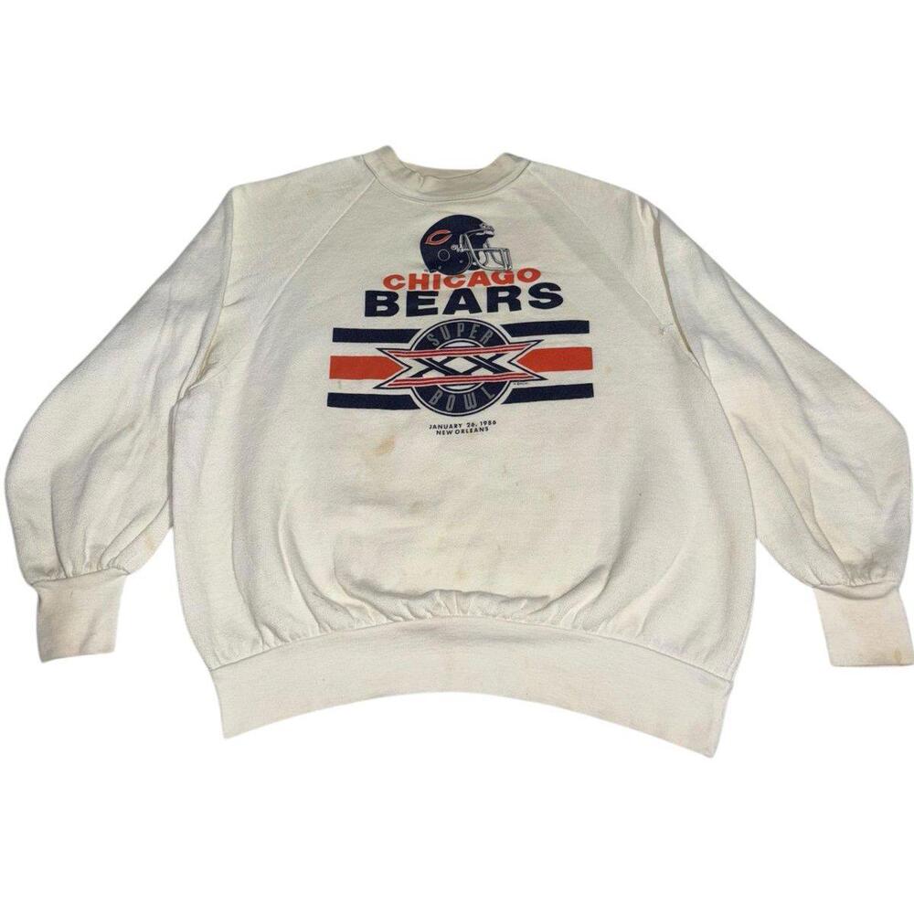 1986 SuperBowl Champions Chicago Bears Crewneck Sweater True Vintage 1980s Rare
